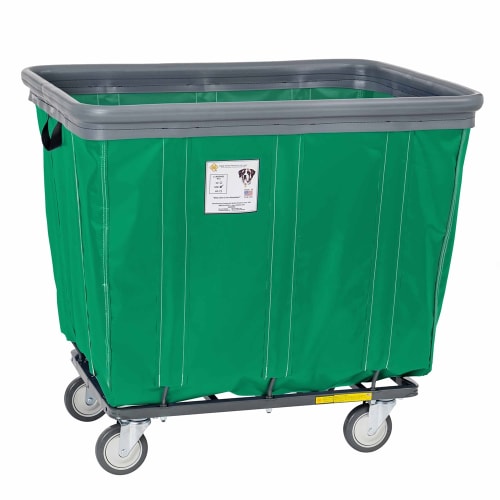 R&B Wire 10 Bushel Vinyl Basket Truck w/Sewn-In Air Cushion, All Swivel Casters, Forest Green
